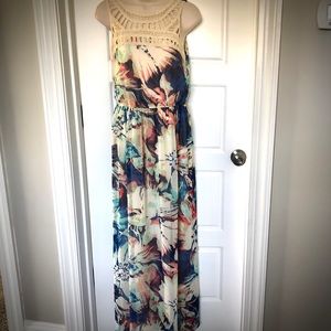 Crochet high neck maxi dress
